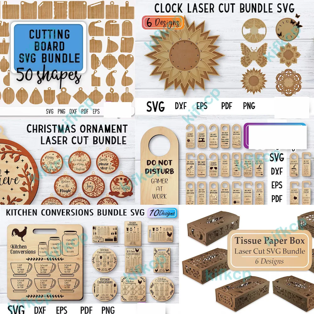 735 Laser Cut Designs Vector Toy Gift Decoration Art Files Bundle SVG DXF EPS Format