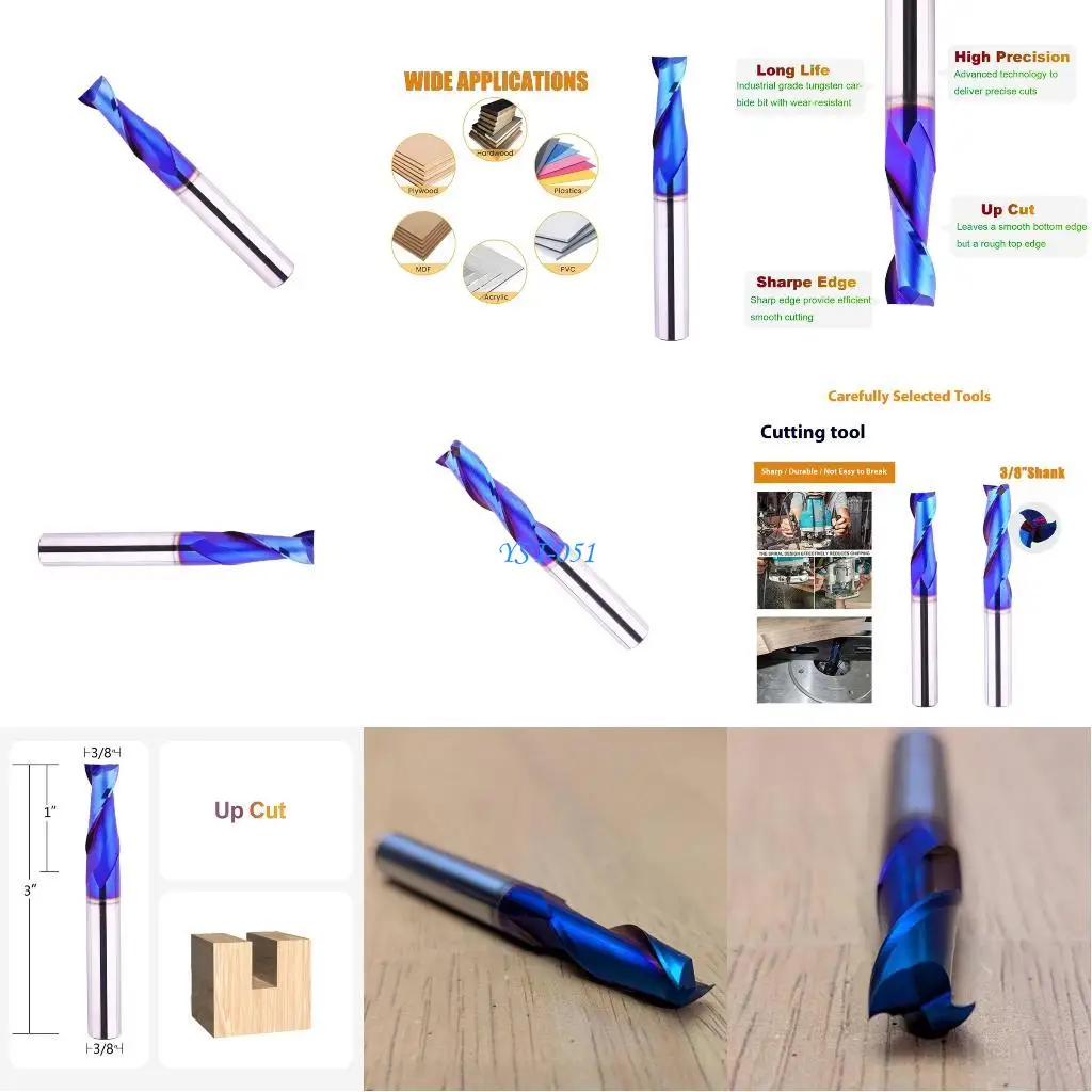 

E15A Tall Accuracy Twist Engraving Access Bit with Blue Coating for Woodworking and Furniture Making