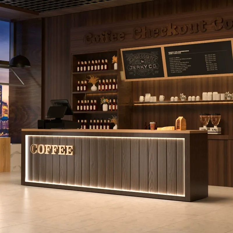 مخصص. الحد الأدنى الحديثة أمين الصندوق القهوة الحليب الشاي مقهى منصة مشروبات مكتب الاستقبال الشركة عرض الاستقبال يعرض خزانة تخصيص