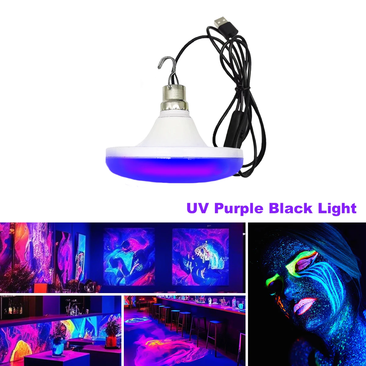 12W uv black light bulb with switch violet light tube suitable for holiday parties fluorescent birthday party cabinet body paint