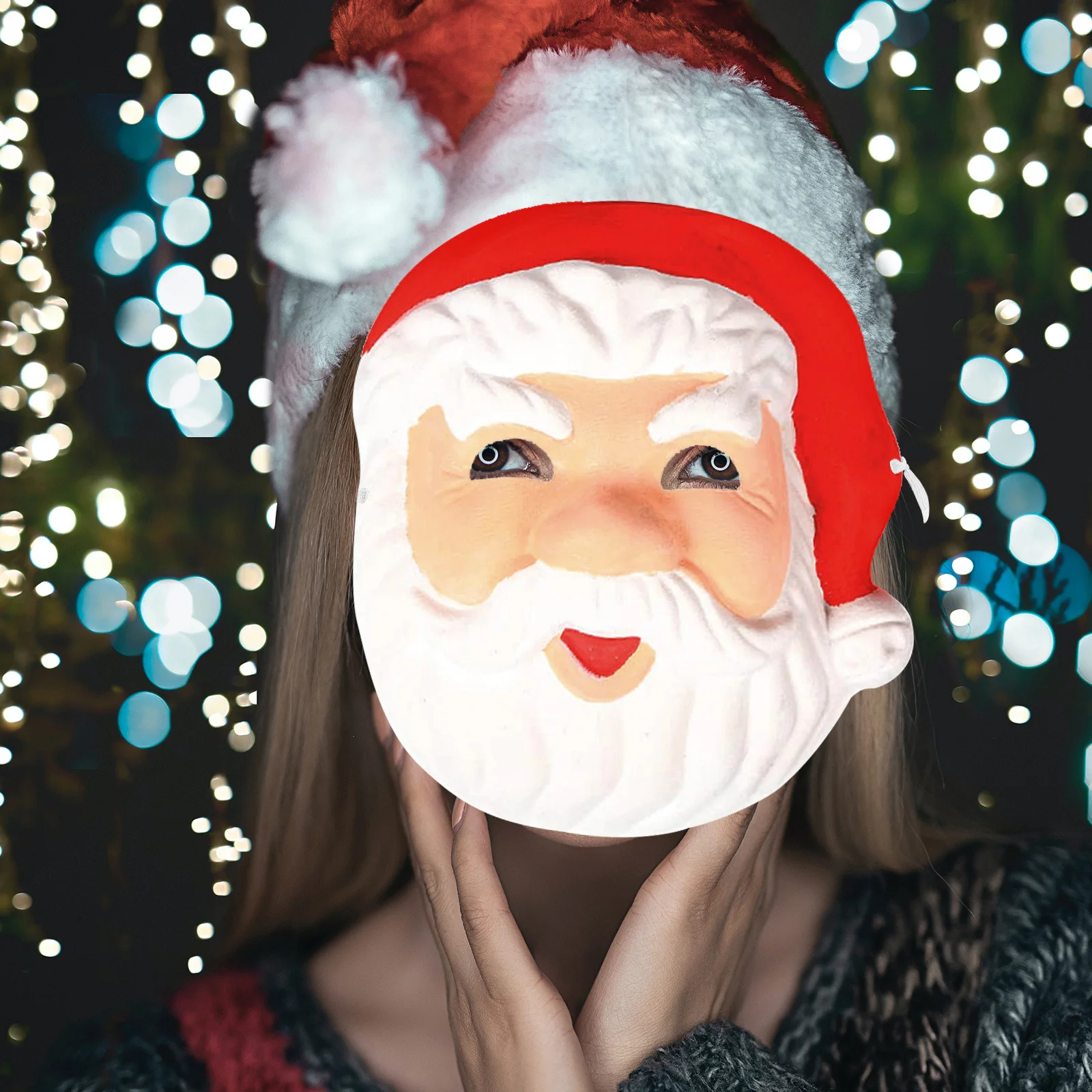 18 pezzi di maschere verniciabili vuote per il viso, maschere per feste fai da te, decorazioni artigianali di carta per Babbo Natale per decorare il completo