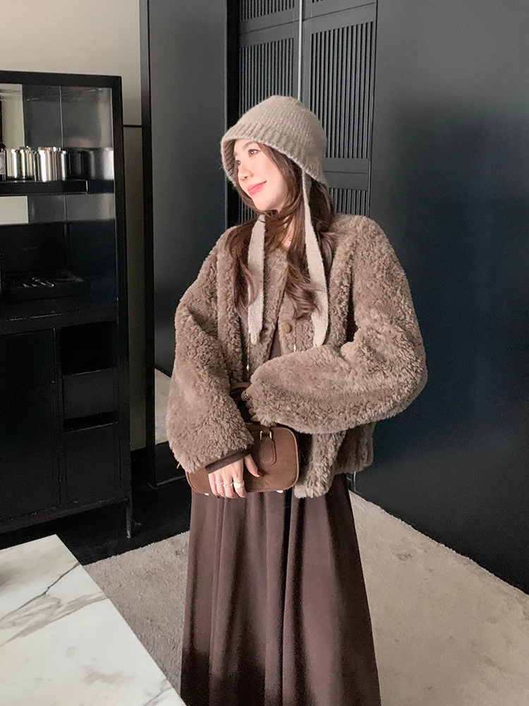 

Double-Sided Wear ort Lamb Fur Jaet Women Winter Warm Casual Loose Fit Wool 00 Outerwear Cheeseandkisses2026 New Sle