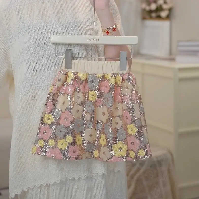 New Baby Girls Summer Fashion Sets,  Vest +  Sequined Skirts  Princess  Sweet  Suits 2-8 T