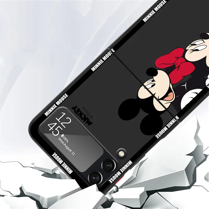 Case for Samsung Galaxy Z Flip 4 3 5 5G Flip Shockproof Capa 6.7 Inches Black Hard PC ZFlip 4 Phone Cover Mickey Cute