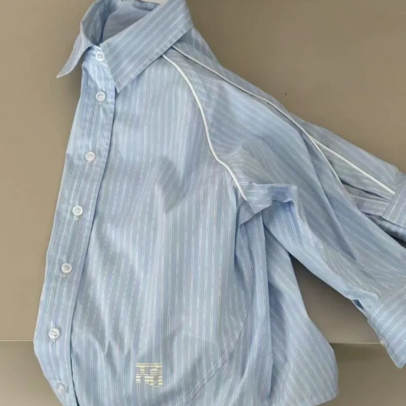 Unisex Kids Loose Striped Long Sleeve Shirt Lightweight Fall Autumn Toddler Boys Girls 8-12 Years Casual Long Coat - view 5