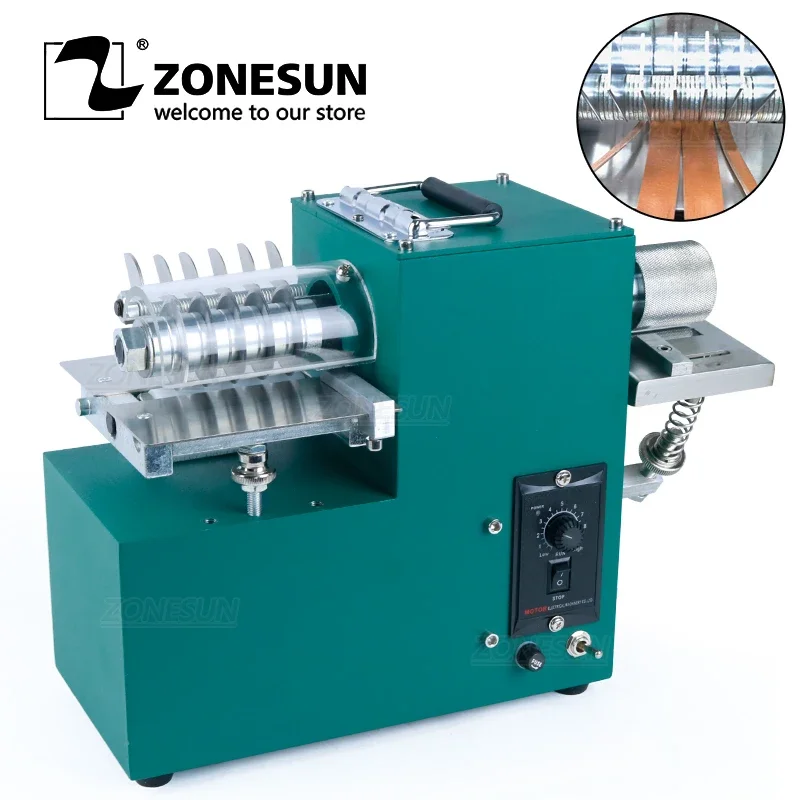 

ZONESUN V04 Double Head Leather Machine Belt Cutter Strap Cutting Machine Edge Folding Laminating Machine Leathercraft Slicer