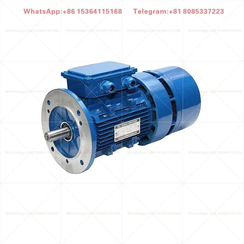 Blue 380V AC Brake Motor 0.75KW Aluminum Alloy Housing Electroplating Equipment Electromagnetic Brake Three Phase Asynchronous
