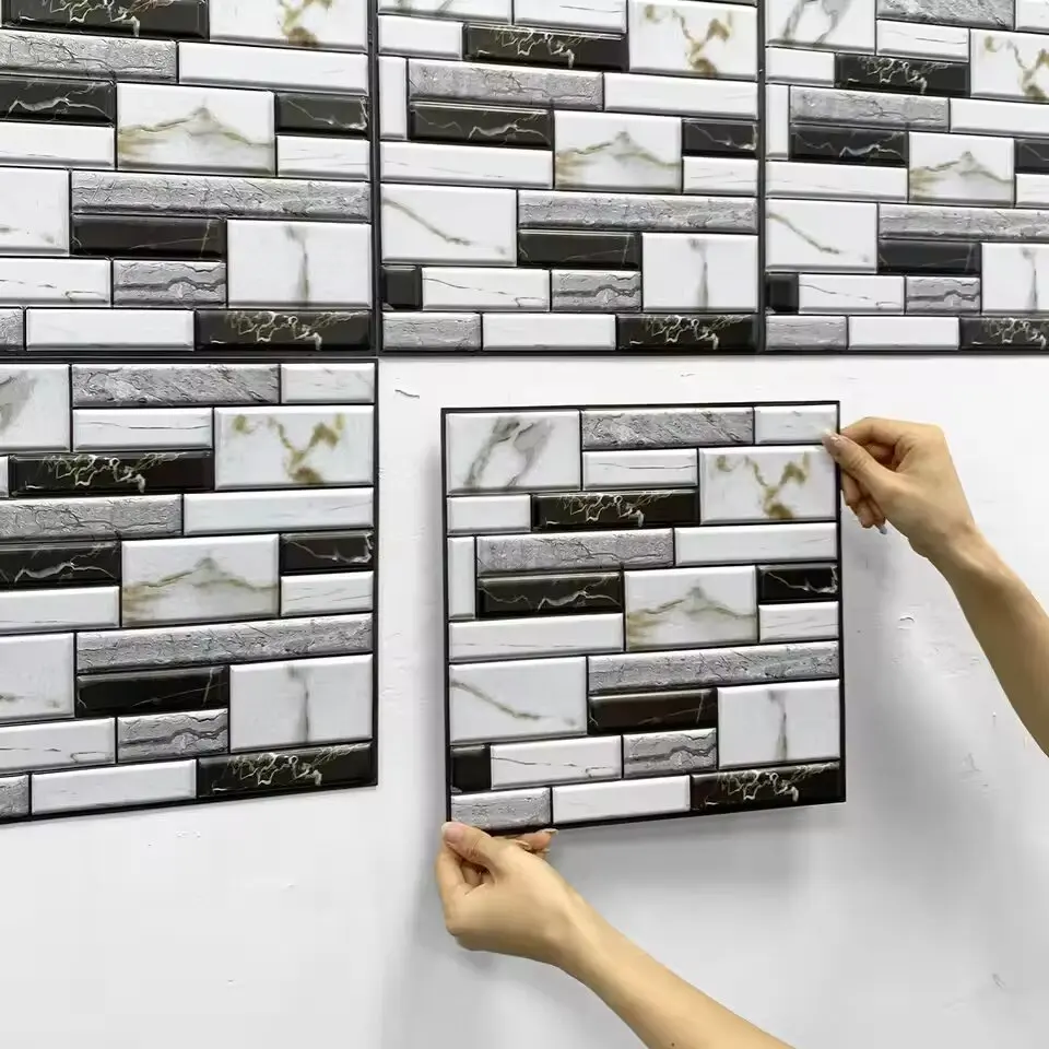 

10 шт., самоклеящаяся плитка, настенная наклейка, домашний декор, 3D наклейки из ПВХ, чехлы для кухонного шкафа, ванной комнаты, водонепроницаемые обои