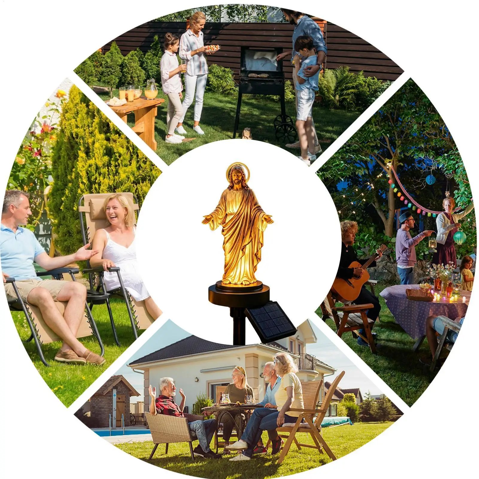 Solar Garden Stake Lights Resin Waterproof LED Religious Jesus Figurine Solar Jesus Garden Statue For Yard Backyard Courtyard