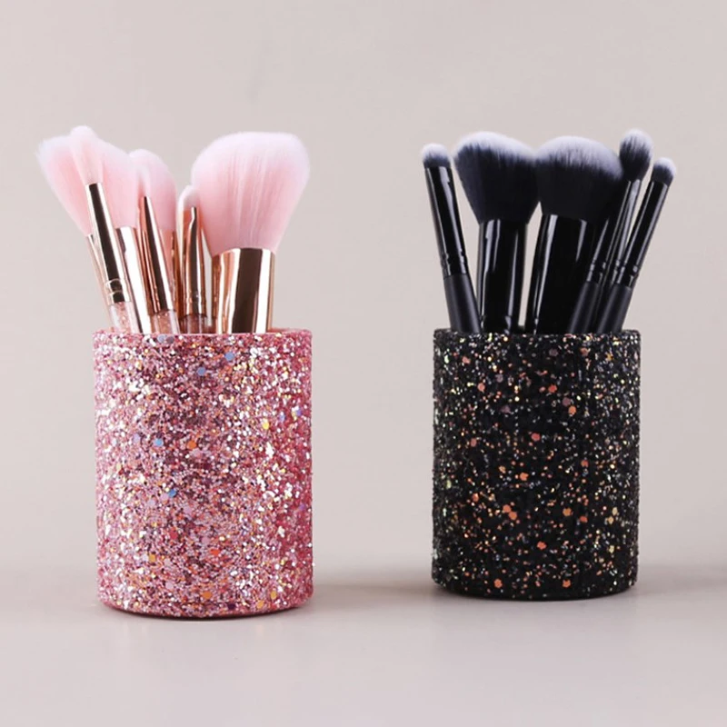 Sparkling Makeup Brush Bucket Cosmetic Storage Pen Box Pencil Vase Comb Lipstick Brush Container Home Storage Box For Desktop