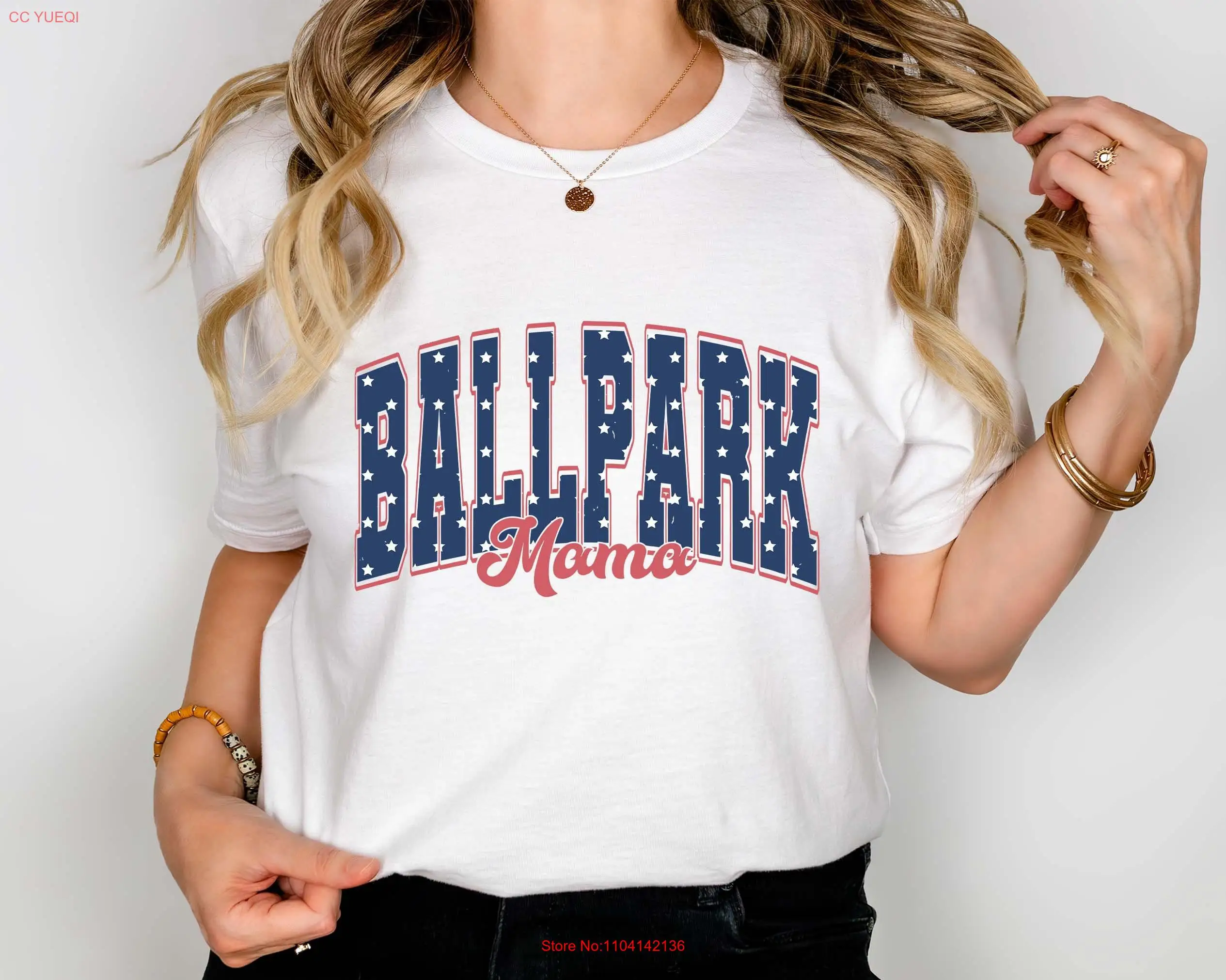 Ballpark Mama T Shirt Mothers Day Retro Sports Game Mom Softball Baseball long or short sleeves