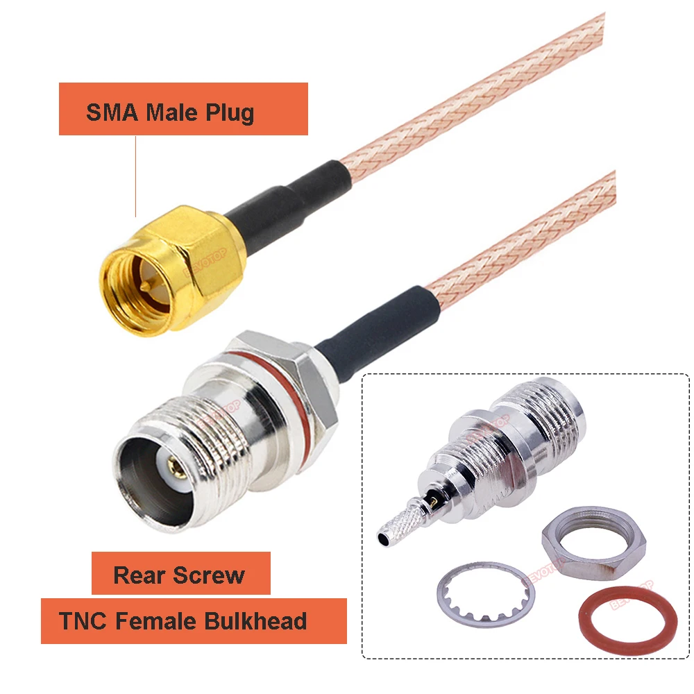 TNC to SMA RG316 Cable Rear Screw TNC Female to SMA Male Jumper 50 Ohm RF Coaxial Extension Pigtail for Wireless Communication