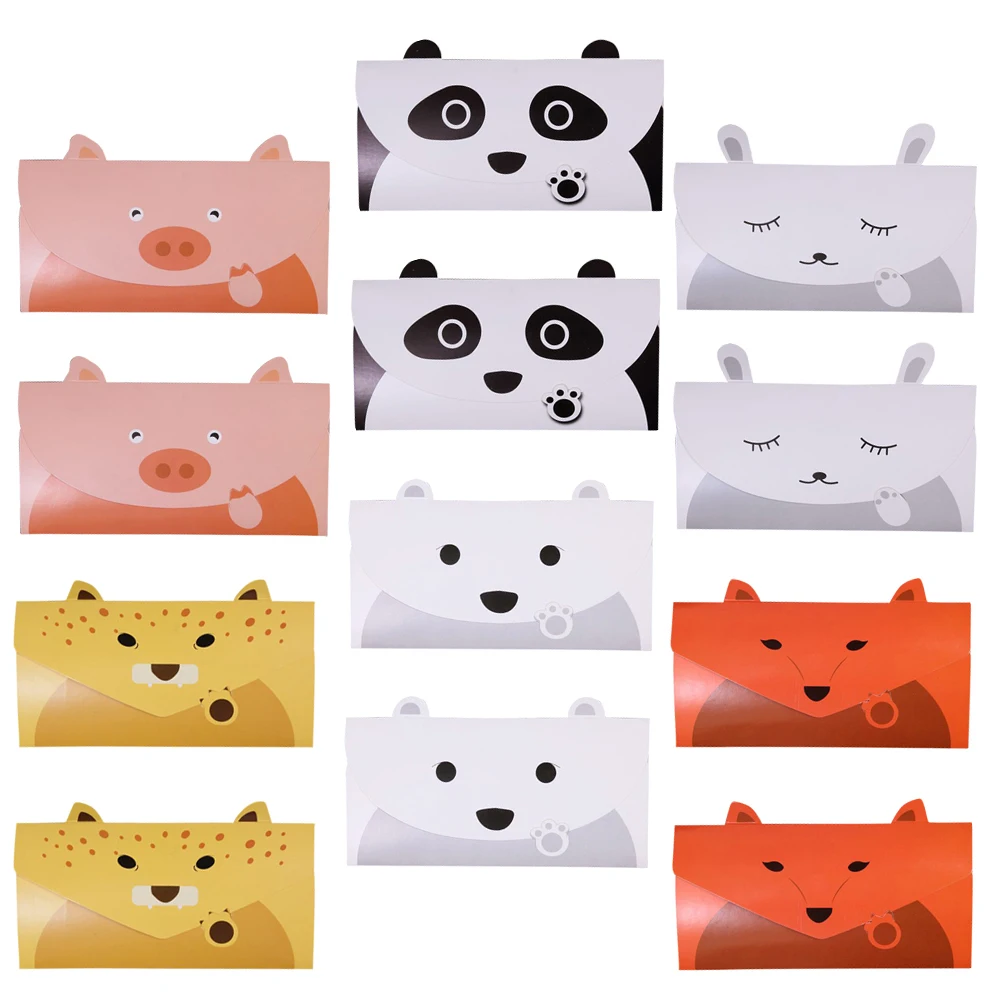 

12pcs Card Envelopes Premium Paper Cartoon Animal Greeting Cards Birthday Greeting Cards Party Gifts Stationery