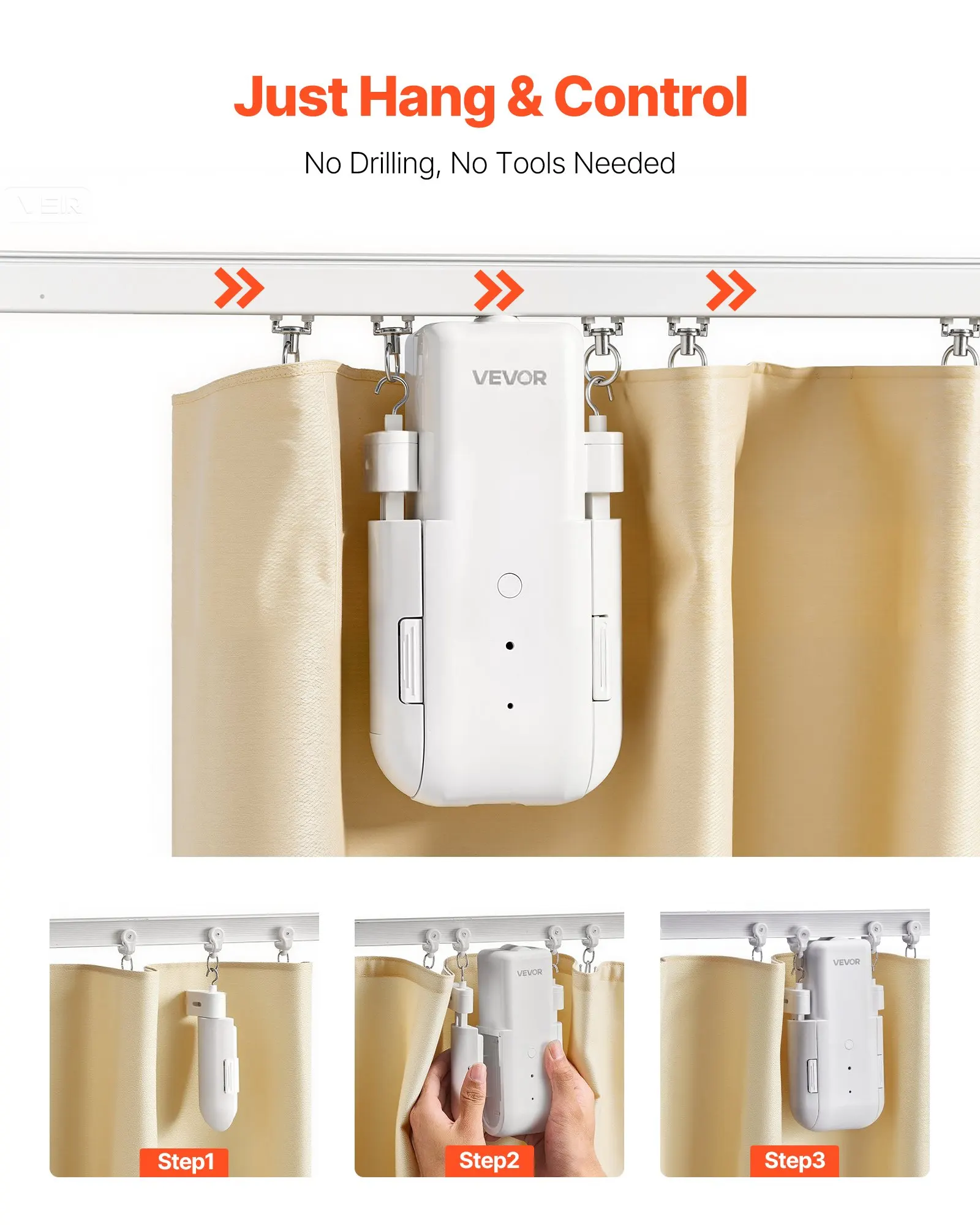 

Automatic Curtain Opener, APP And Remote Control, Hub Included, Electric Smart Curtain Opener Compatible With Alexa And Google