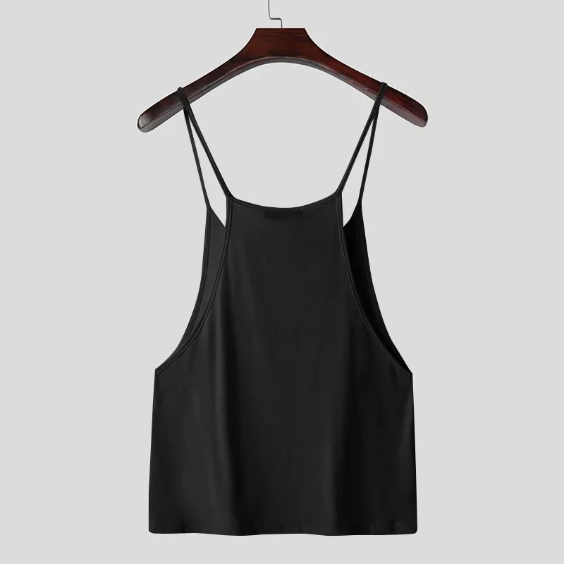 Herren-Tanktop mit tiefem U-Ausschnitt, dünnen Spaghettiträgern, einfarbig, für Fitness, Bodybuilding, Muskeltraining, ärmellos – Detail 13