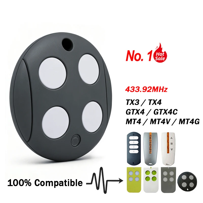 New GTX4 433.92MHz Garage Remote Control Compatible With TX3 TX4 GTX4C MOOVO MT4 MT4V MT4G Gate Remote Control