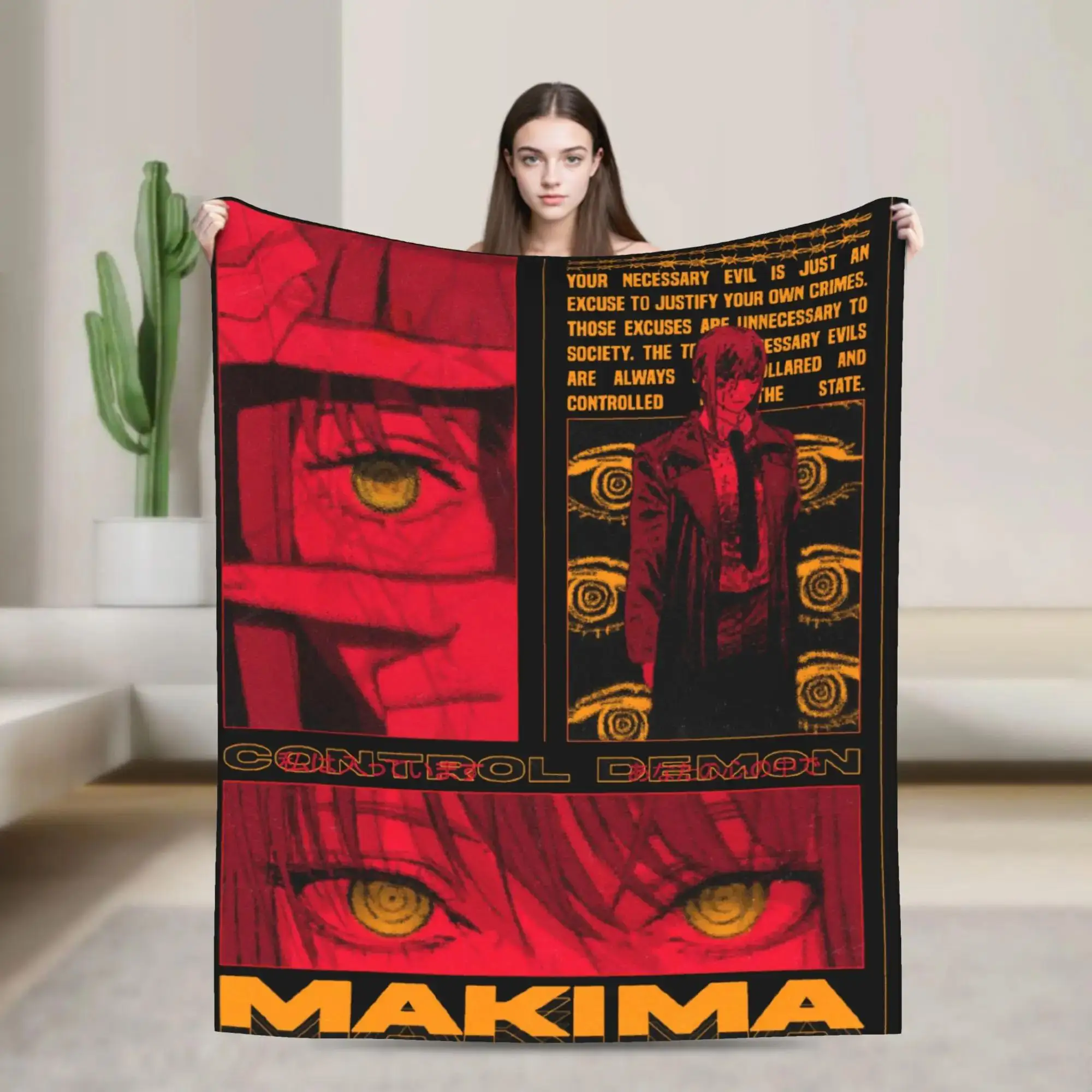 

Плюшевое одеяло «Человек-бензопила» с Макимой, мягкое фланелевое покрывало для детей и взрослых, для улицы и дома, уютный дизайн, качественное одеяло-плед