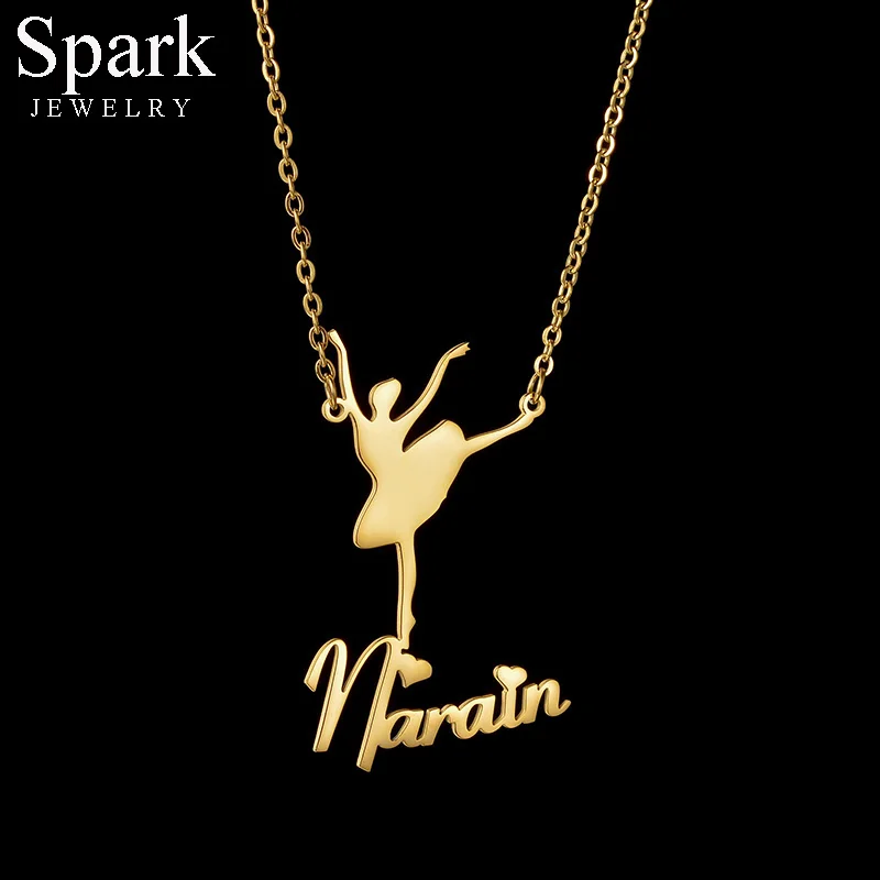 Spark Stainless Steel Customized Profession Character Thick Chain Necklace Gold Color LOGO Design Birthday Jewelry Gift