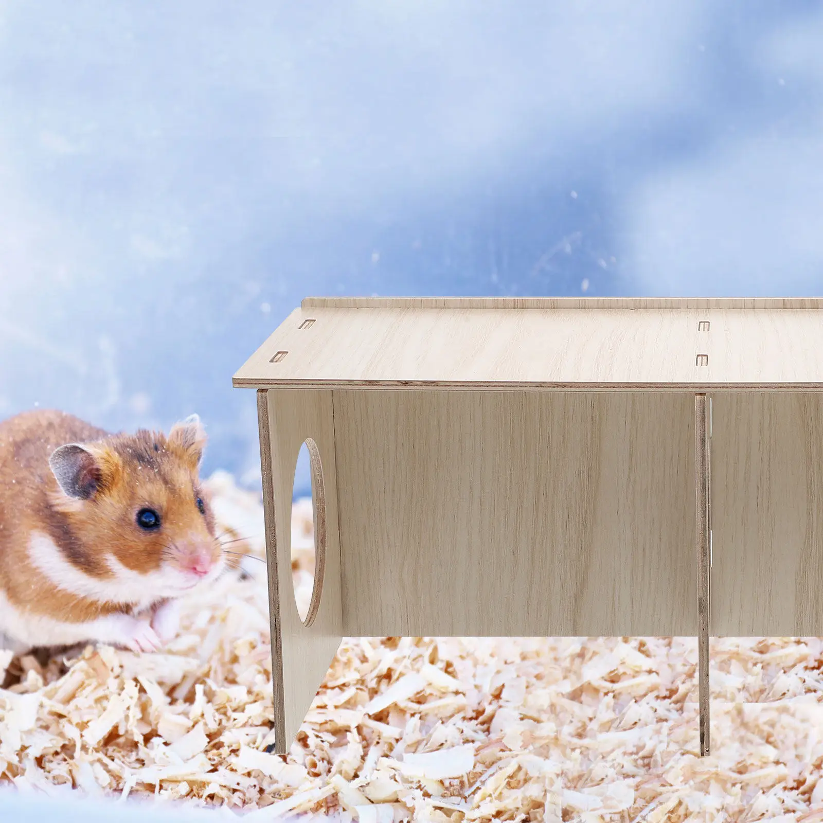 Wooden Hamster Hideout Multi Use Small Pet Guinea Pig Cabin Rabbit Hide Shelter Hamster Cage Decor Observation Window