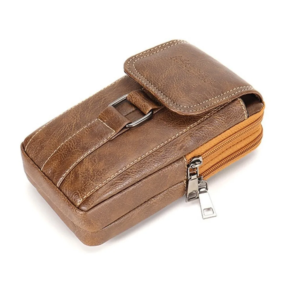 

With Strap Mobile Phone Pouch Large Capacity Double Layers Phone Belt Clip Bag Metal Buckle Universal Phone Belt Hanging Pouch