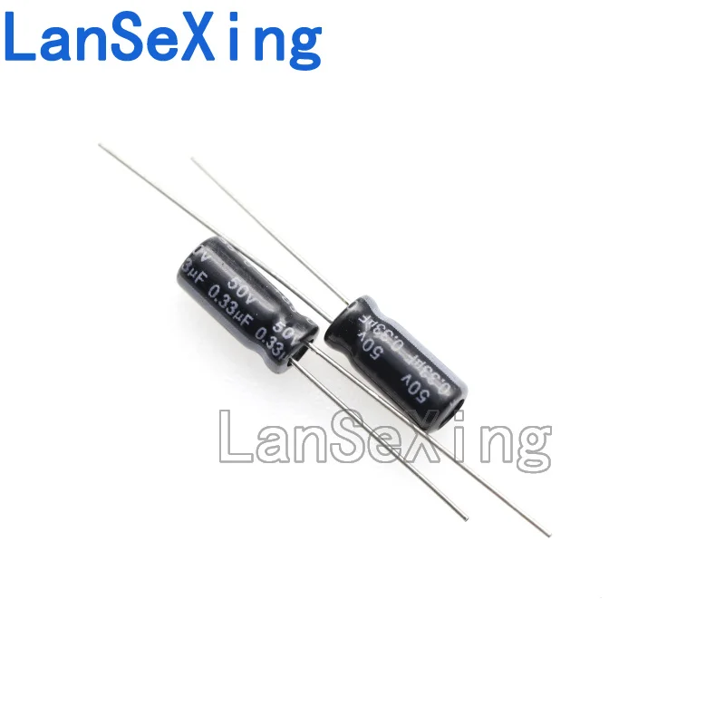 Capacitor eletrolítico de encaixe, Volume 4x7mm, 50V, 0,33 UF, 50V