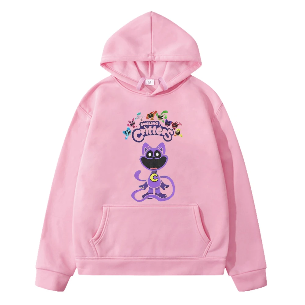 

Autumn winter Smiling Critters anime hoodie Fleece Sweatshirt y2k sudadera Cartoon hoodies boy Pullover jacket kids clothes girl