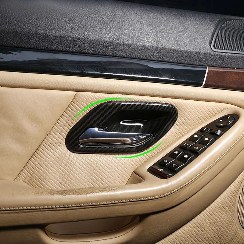 

Для BMW 5 серии E39 1996, 1997, 1998, 1999, 2000, 2001, 2002, 2003, ABS, текстура из углеродного волокна, внутренняя дверная ручка автомобиля, крышка рамы