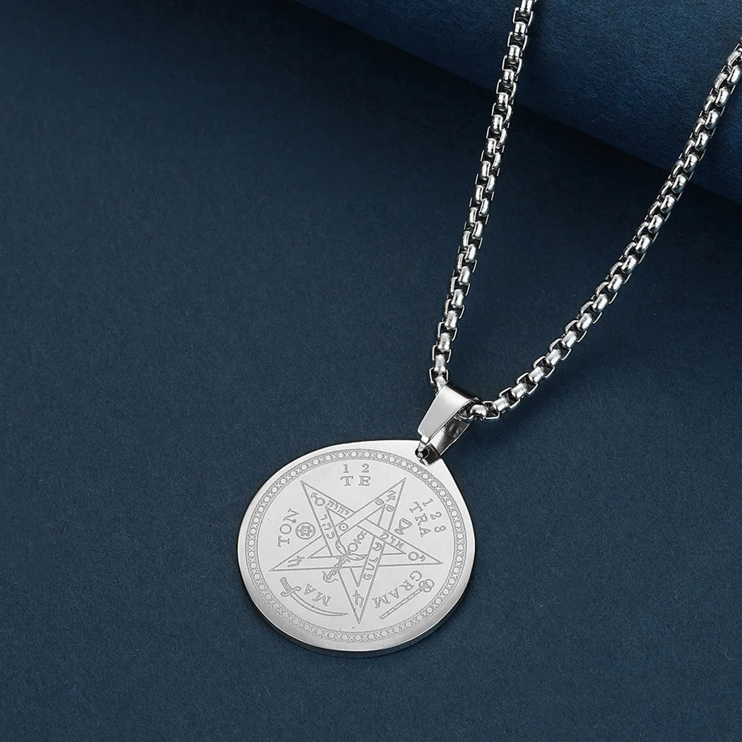 Tetragrammaton Pentagrama Colar Pingente para Homens e Mulheres, Aço Inoxidável, Pentáculo Mágico, Amuleto Wicca, Gargantilha Talismã Jóias