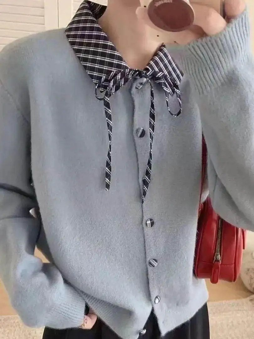 Korean Style Knitted Sweater Coat Belted New Year Top Women's Fashion Spring Design Sensation Autumn Winter Retro Korean System