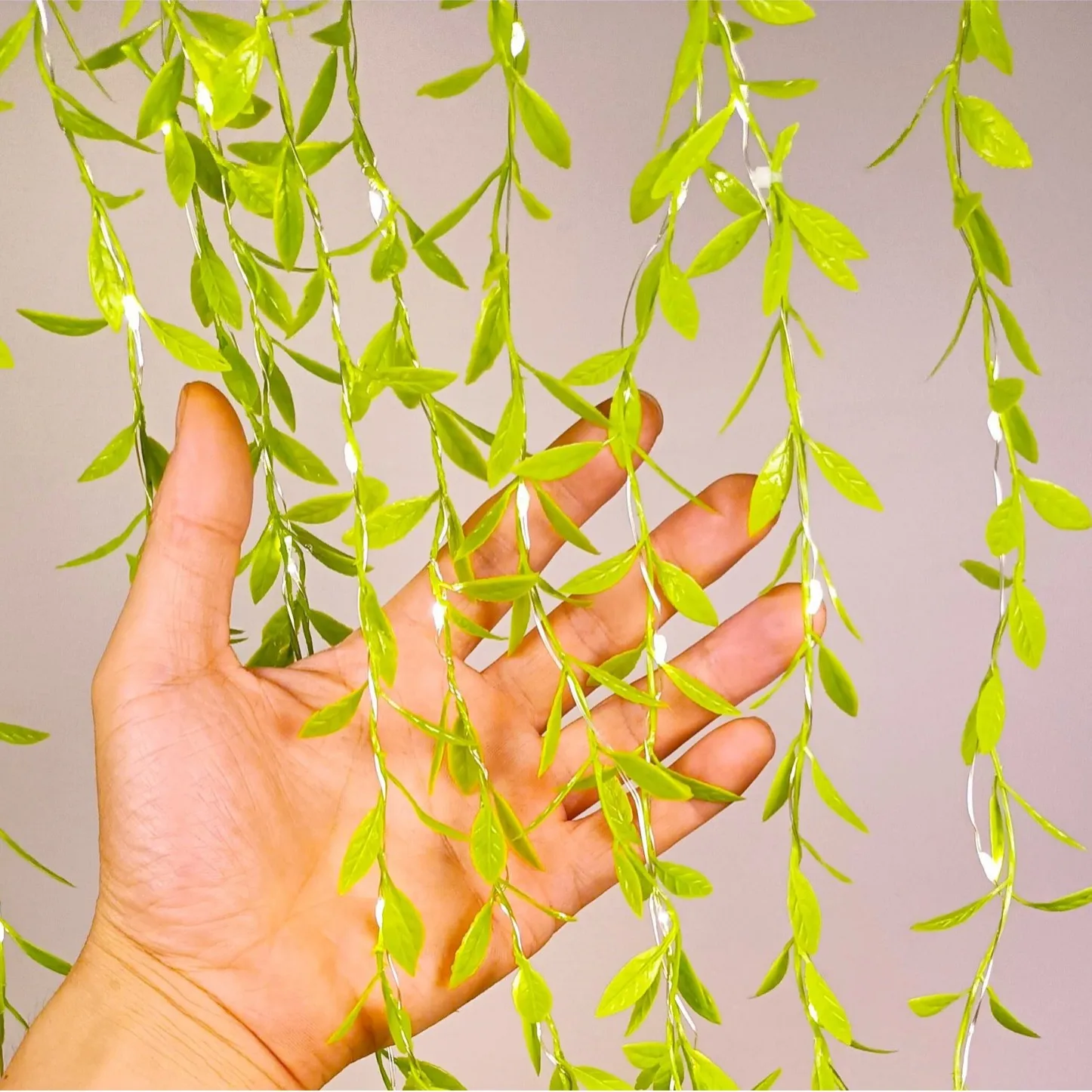 2025 عيد الميلاد الديكور LED الجنية ضوء سلسلة الصفصاف ورقة جارلاند للمنزل حفل زفاف احتفالي شجرة ديكور إمدادات الطاقة