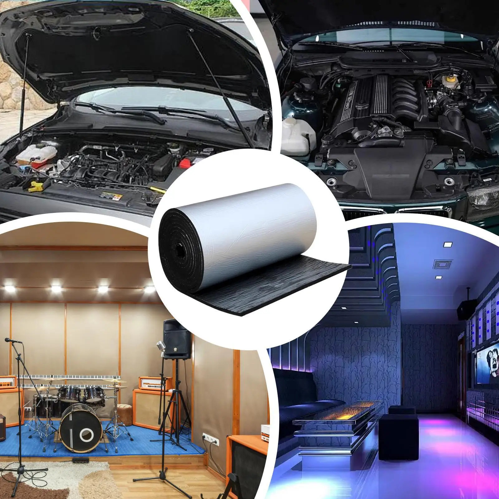 Barrera de calor automática que absorbe el sonido, tablero de aislamiento de techo, barrera térmica de reducción de ruido, material de aislamiento de techo autoadhesivo