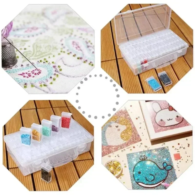 64 Grid Plastic Storage Box,Container Storage Clear Plastic Jewelry Organizer Box