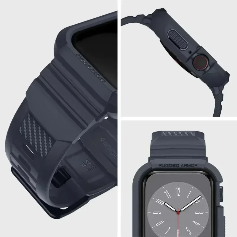 Robusto Armor Pro diseñado para Apple Watch Ultra 2 Funda de goma con banda Serie 9/8/SE2/7/6/SE/5/4 45 mm/44 mm 41 mm 40 mm