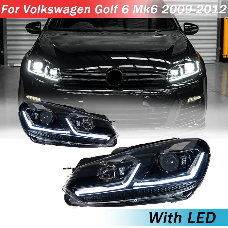 

Car Headlamp With LED For Volkswagen Golf 6 Mk6 2009-2012 Daytime Running Light Automotive Accessories Modification Exterior