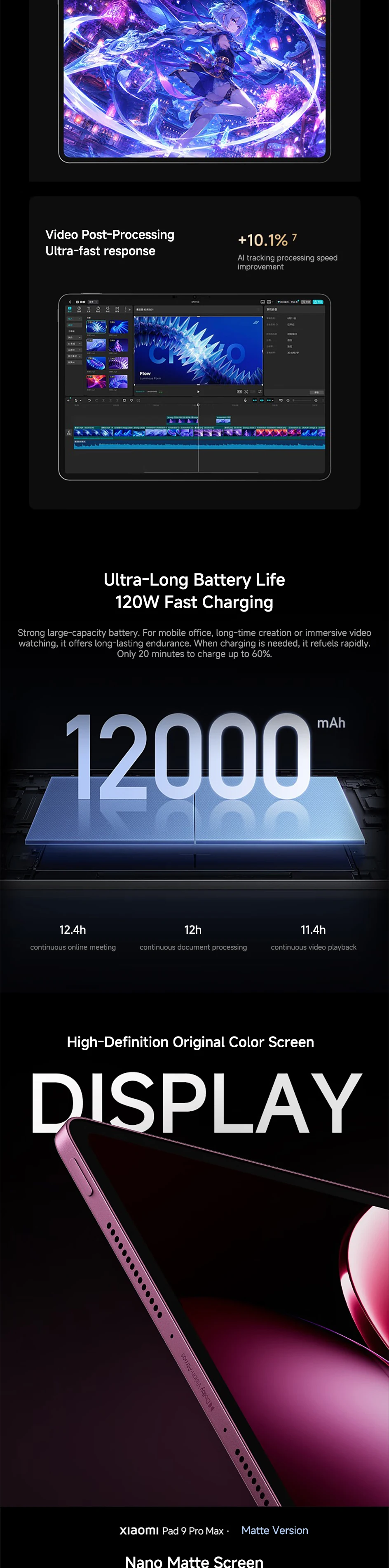 2026 Xiaomi Pad 9 Pro Max 13.3-inch 3.4K Xuanjie O3 AI Flagship Processor Xiaomi Surge OS 4 144Hz 1000 nits 12,000 mAh Tablet