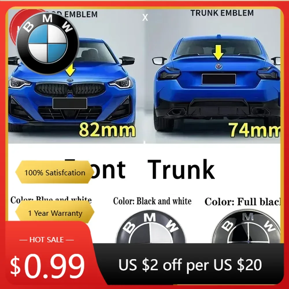 

Декоративные накладки на решетку радиатора (2 шт., 74 мм, 82 мм) для BMW E30 E38 E39 E46 E60 E61 E90