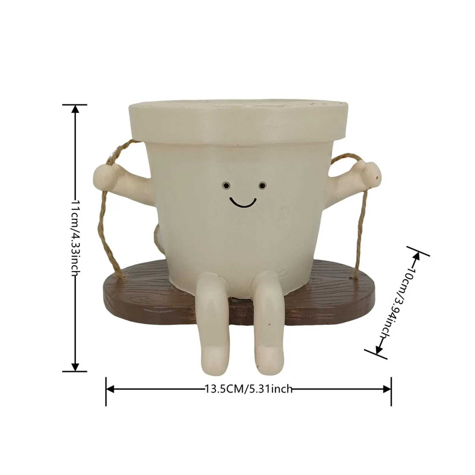 Resin Cute Hanging Plant Pot Smiling Face Planter Garden Accessories Decoration for Indoor Outdoor Balcony and Patio