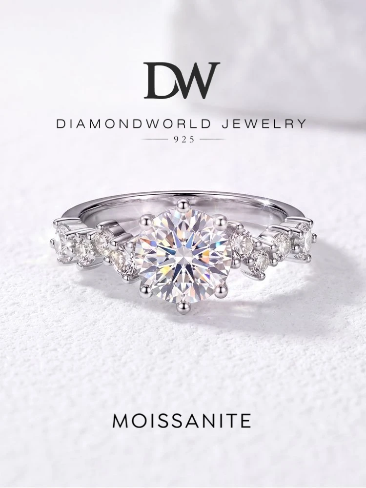 DWJ Echter 1 CT Moissanit Diamant Hochzeit Edelstein Ringe für Frauen Geschenke 925 Sterling Silber Luxus Designer Neu in edlen Schmuck