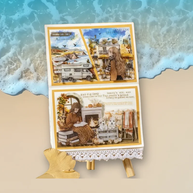 

1 упаковка/2 упаковки, осенняя наклейка-приглашение, 4 больших высеченных сцены урожая для винтажных журналов, 20 листов в упаковке