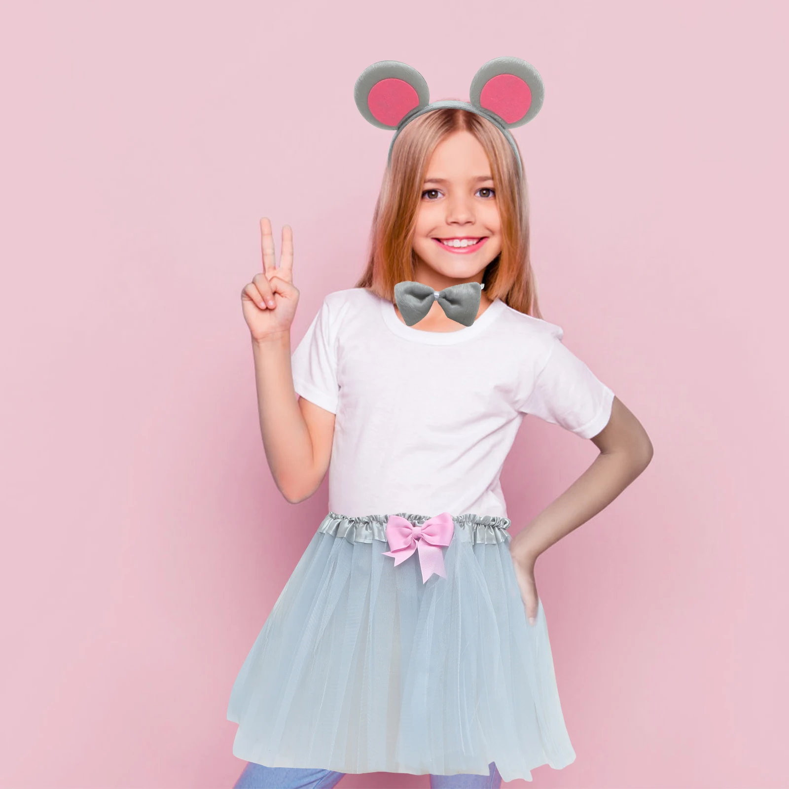 

Mouse Set Kids Halloween Costume Mouse Headband Tail Skirt Suit Animal Cosplay Kit Performance Costume Hair Accessories