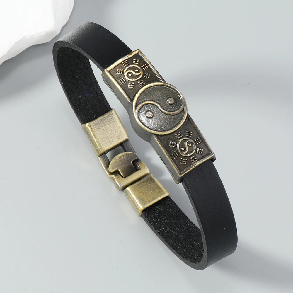 1 piece Tai Chi Ying Yang Accessories Leather bangle men Jewelry