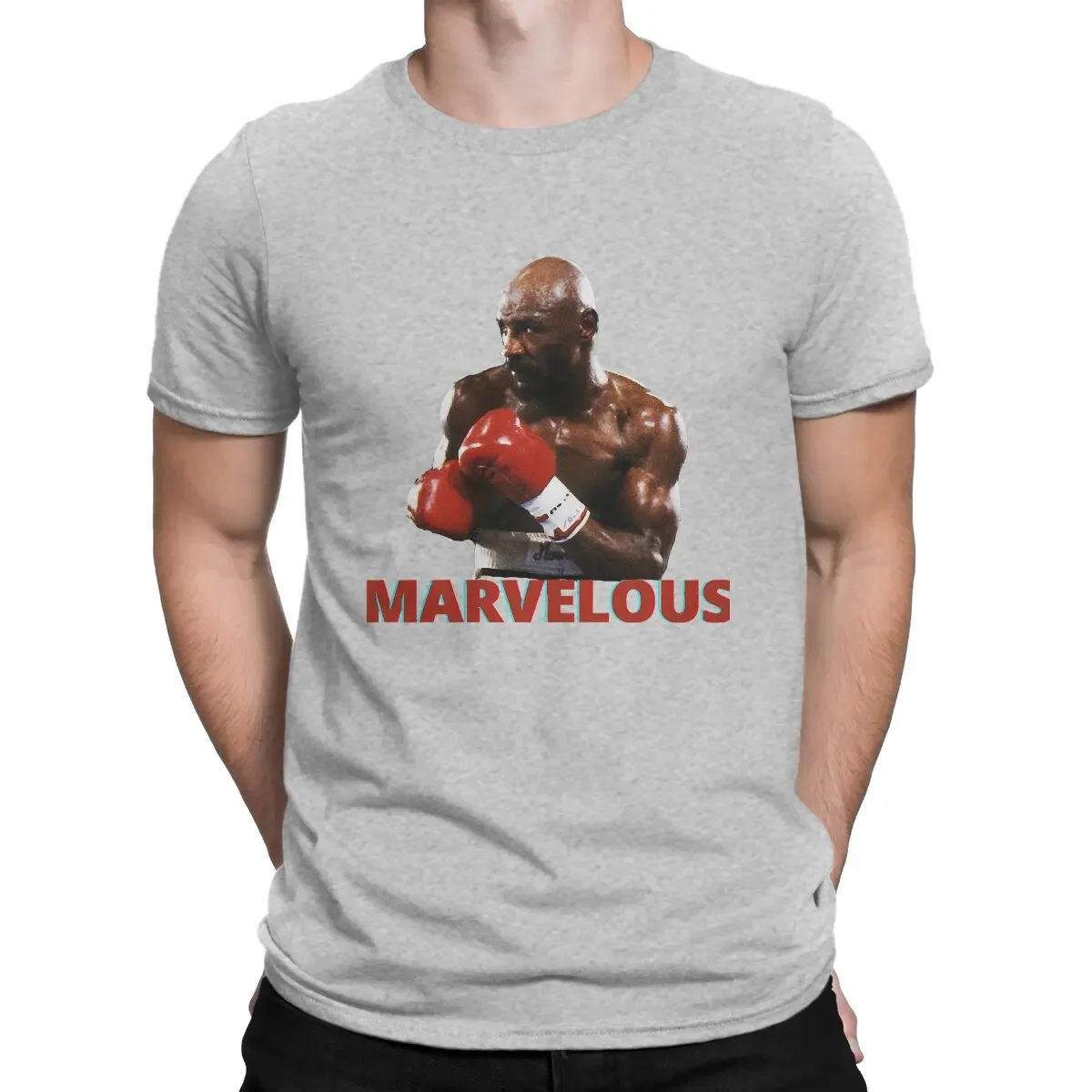 Men's T-Shirt Marvin Hagler Cool Vintage Cotton Tee Shirt Short Sleeve American Middleweight Boxer Round Collar Clothes harajuku