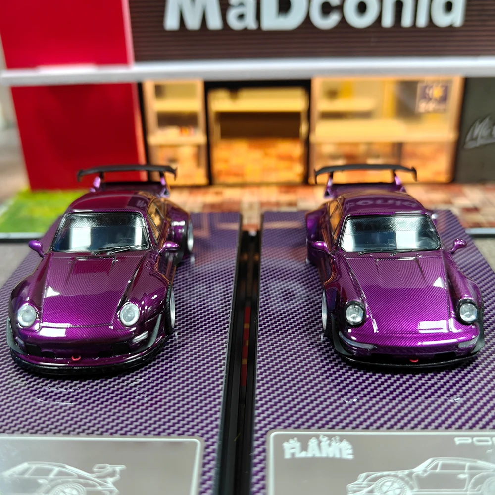 لهب 1:64 RWB 993 964 نموذج سيارة مصنوع من خليط معدني عريض الجسم باللون الأرجواني