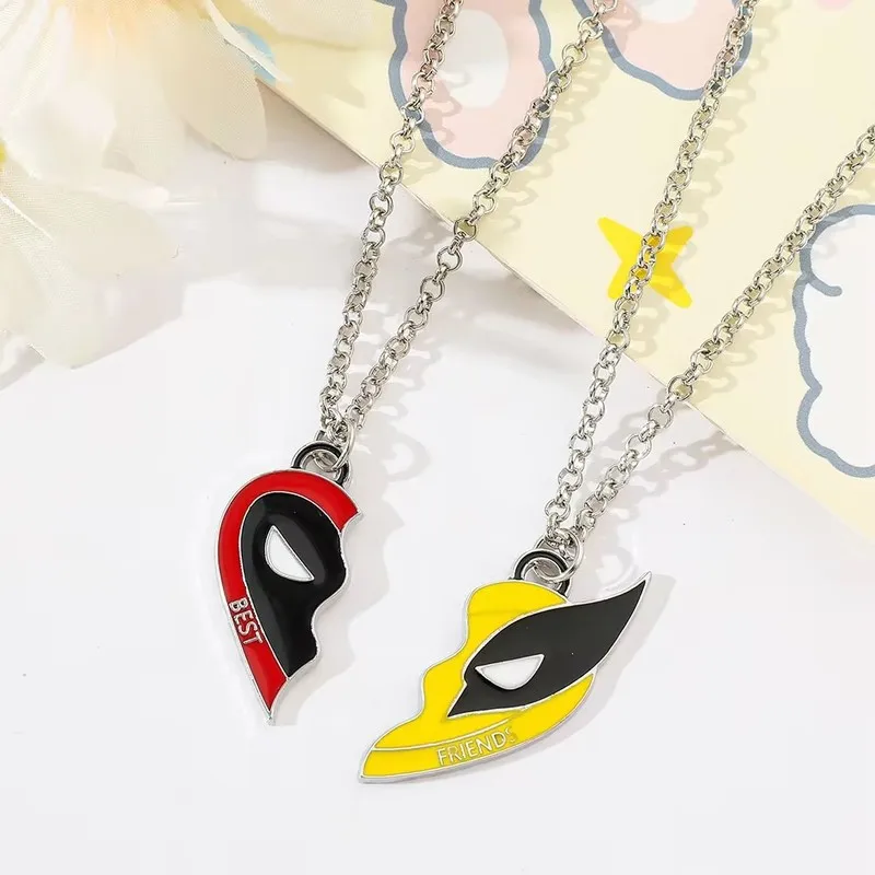 Disney Marvel Deadpool 3 Logo Deadpool e Wolverine Best Friends collana con ciondolo a forma di cuore Cosplay uomo donna borsa gioielli