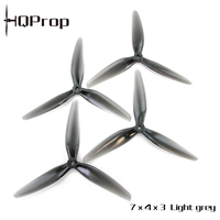 4PCS HQProp 7040 7x4x3 Tri-Blade Propeller Set (2CW+2CCW) - 7inch Polycarbonate FPV Drone Props for RC Quadcopter - Light Grey