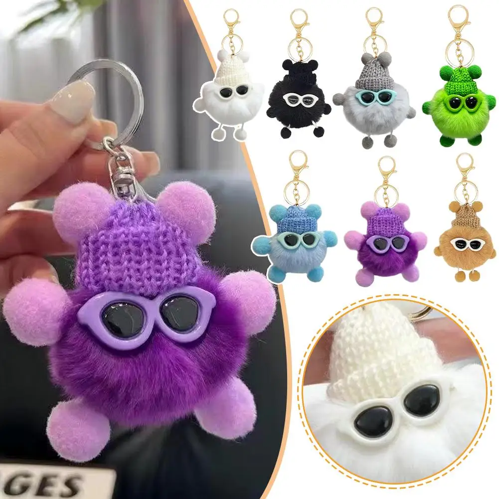 Cute Mink Fur lanyard Briquettes Keychain Car KeyRing kawaii keychains Pendant Gift Bag School Plush Pendant backpack Z3I2