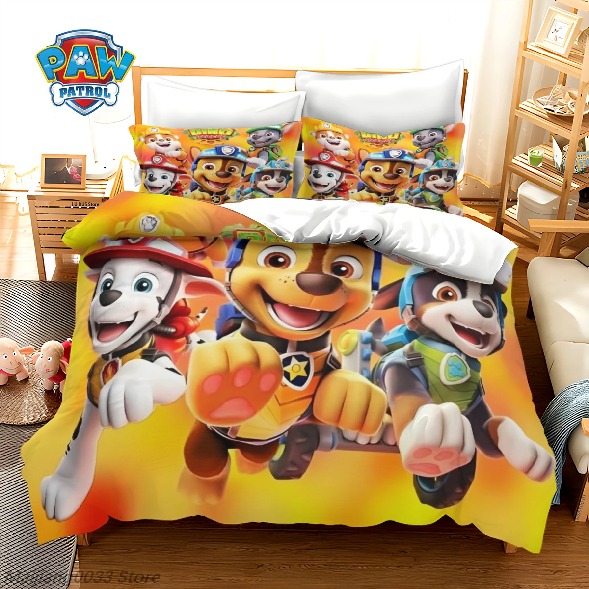 Paw Patrol Kids Bedding Set 3Pcs Duvet Cover Set Cartoon Marshall Chase Quilt Cover Pillowcase Boys Girls Bedroom Decor Gift