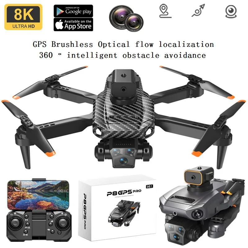 P8 PRO Drone 8K 5G Professional HD Aerial Photography Omnidirectional Obstacle Avoidance Quadrotor Helicopter RC Distance