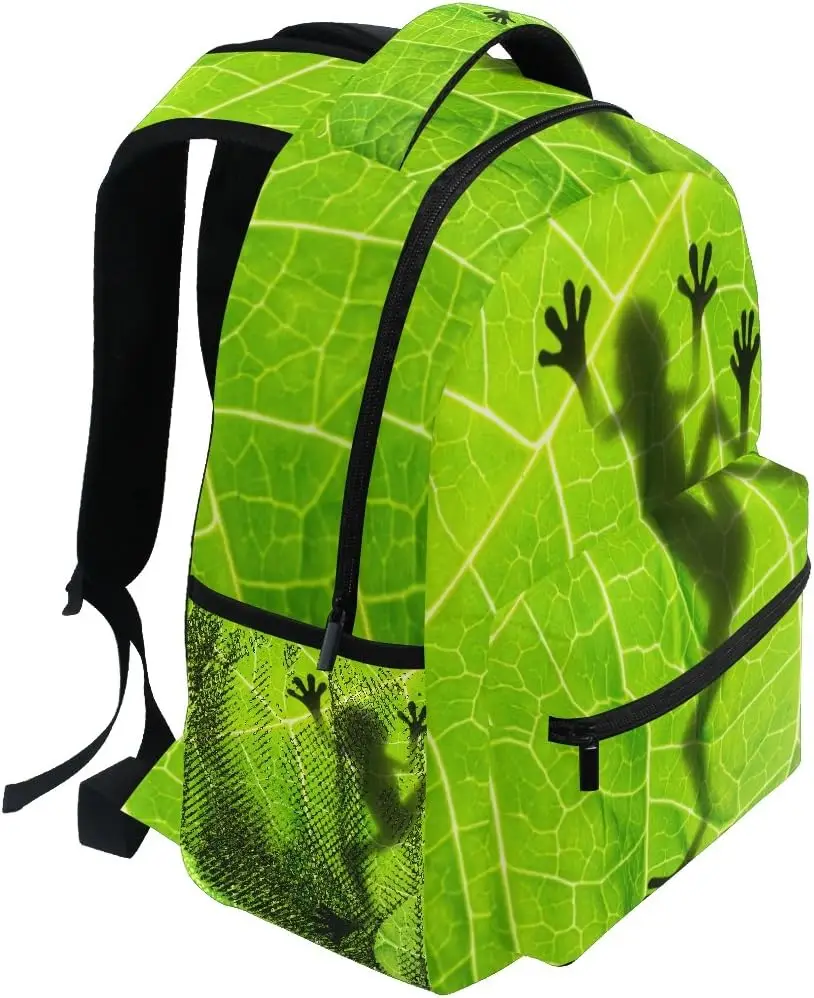 Rainforests Green Tree Frog Backpacks Bookbag Shoulder School Computer Hiking Gym Travel Casual Travel Daypack