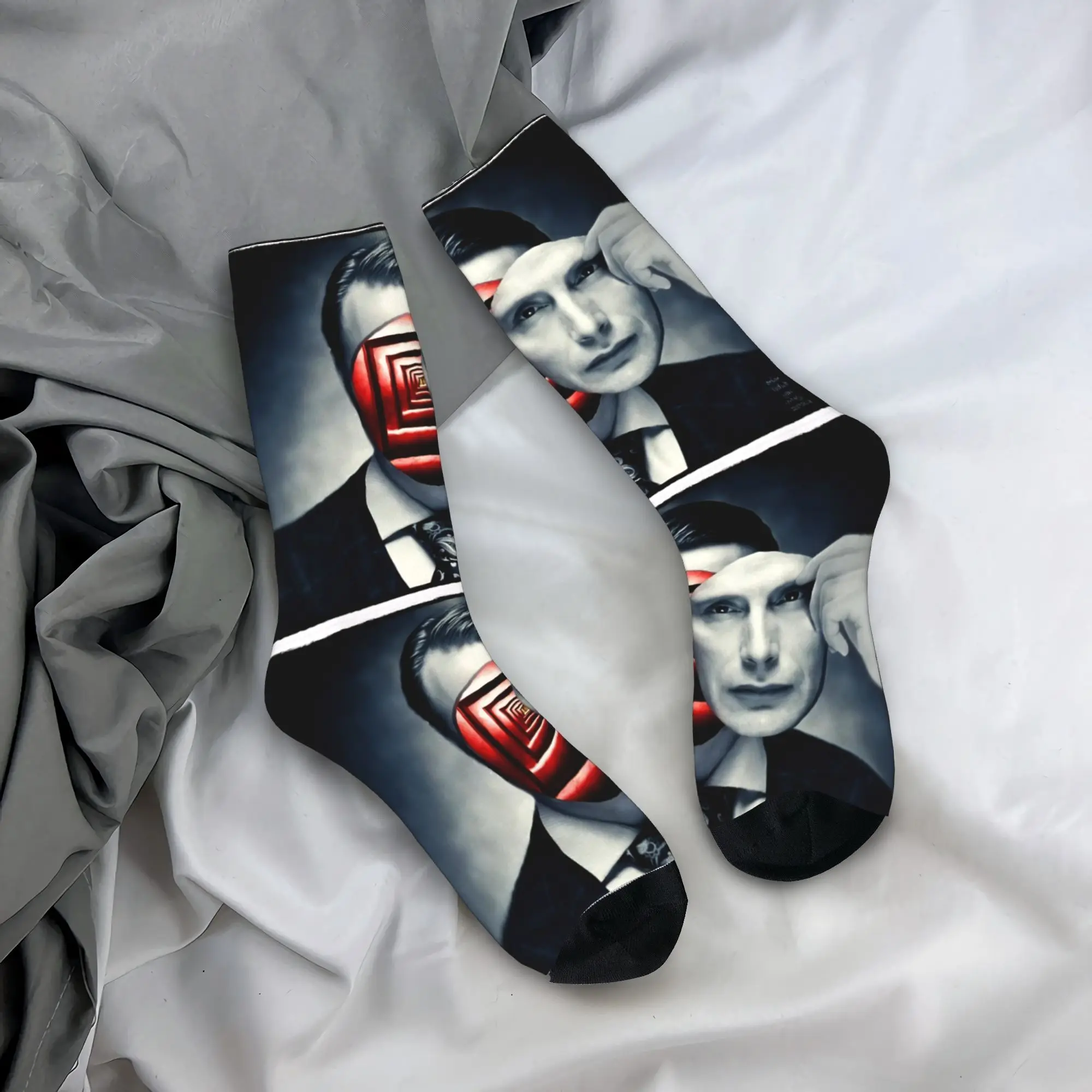 

Mads Mikkelsen Hannibal Lecter Носки Осенние чулки Ретро мужские качественные носки Нескользящие носки с графическим рисунком для скейтборда